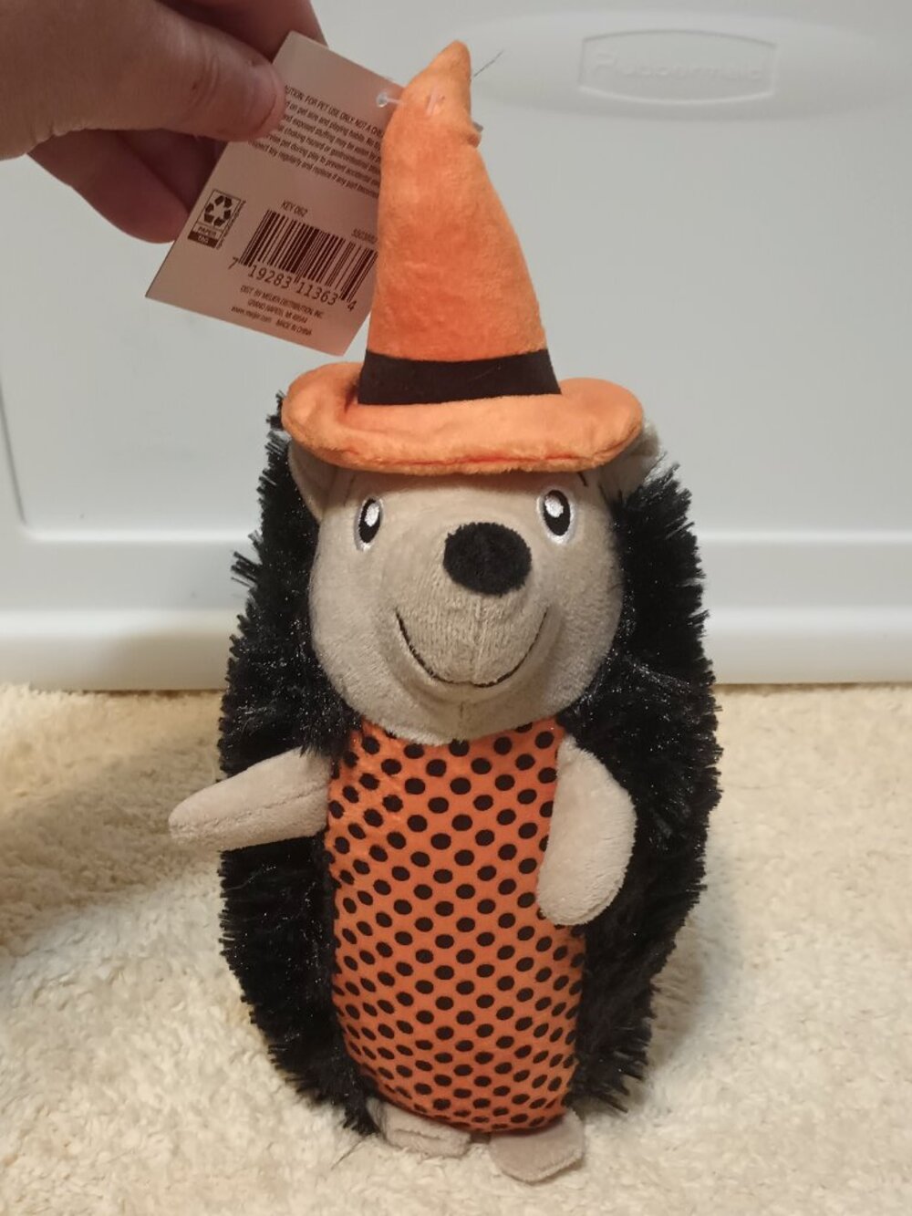 Halloween Themed 11" Hedgehog Plush Dog Toy w/ Crinkles & an Internal Squeaker